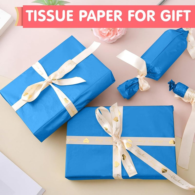 Hlonon 50 Sheets Blue Tissue Paper for Gift Bags - 14 x 20 Inches Recyclable Blue Wrapping Paper for Weddings Birthday DIY Project Christmas Gift Wrapping Crafts Decor - Image 4